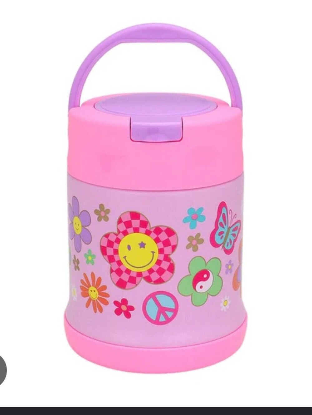 Girl Pink Floral & Butterfly Insulated Lunch Jar